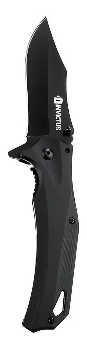 Canivete tático Spunk Invictus afiado com trava liner lock aço inoxidável All Black para EDC