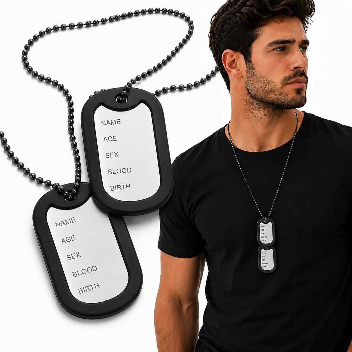 Corrente Placa Identificação Exército Dog Tag Aço Inox 316l