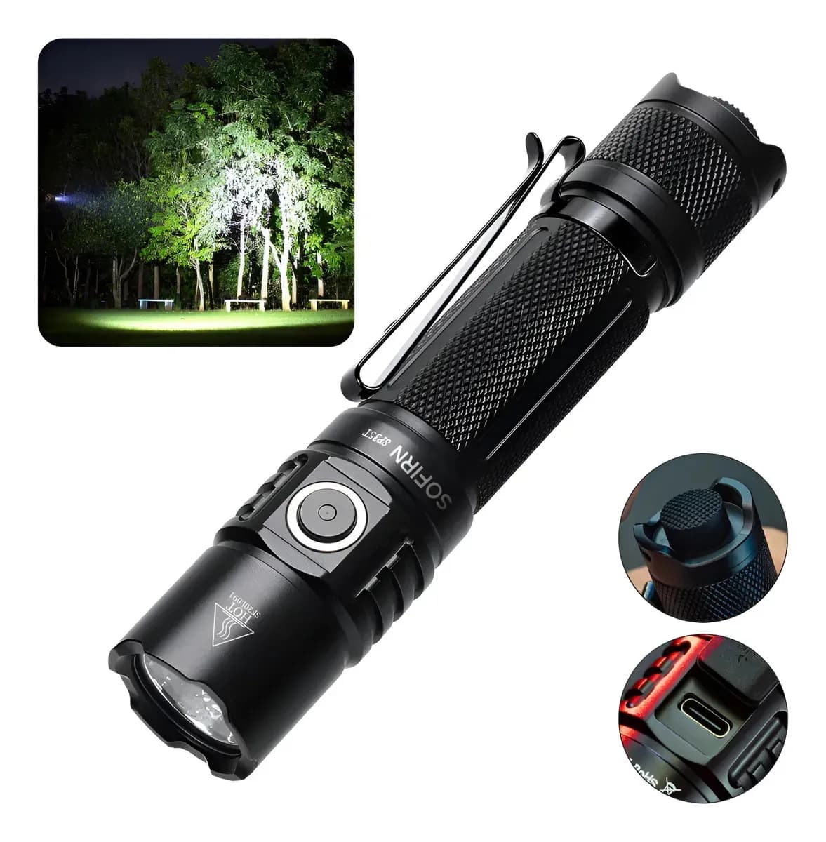 Sofirn SP35T 3800 lm 280 m Cor Preto 6000 K luz