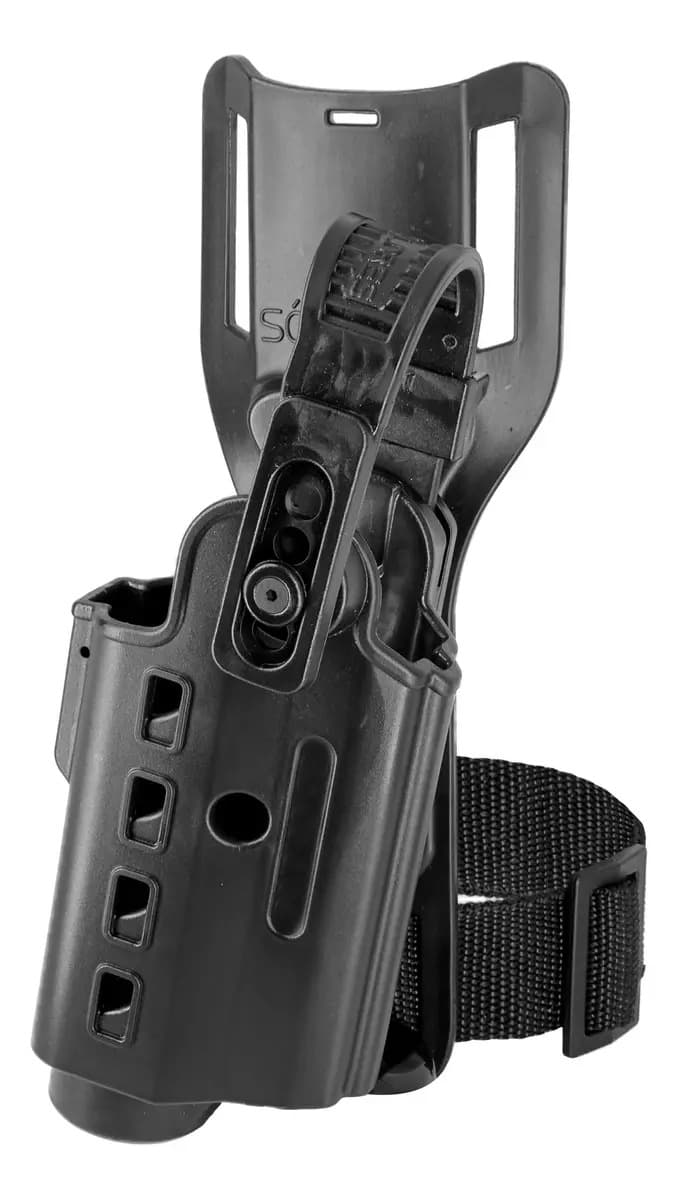 Coldre de Cintura Low-Ride para Pistola com Lanterna Só Coldres SC181 (Destro, Preto)