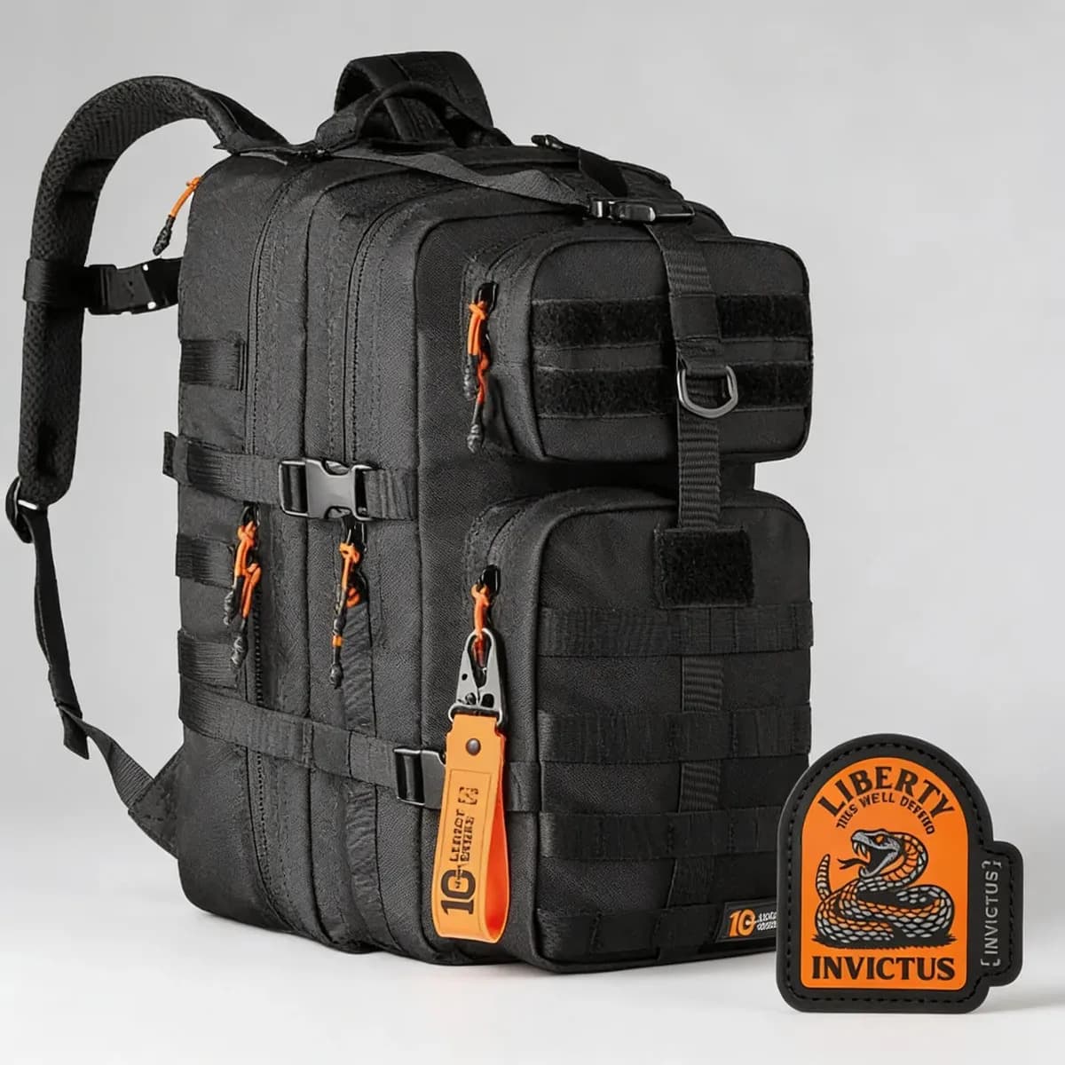 Mochila Assault 35l Legacy Series 10anos Invictus + 1 Patch Preto C/ Patch Liberty Snake Liso