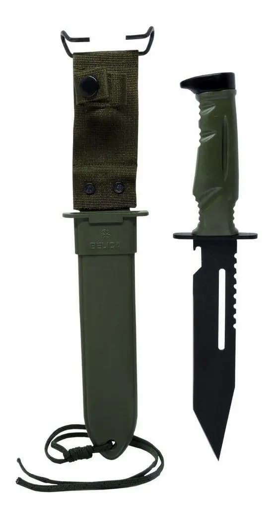 Faca Tática Commander Belica Para Missões, com Bainha Verde