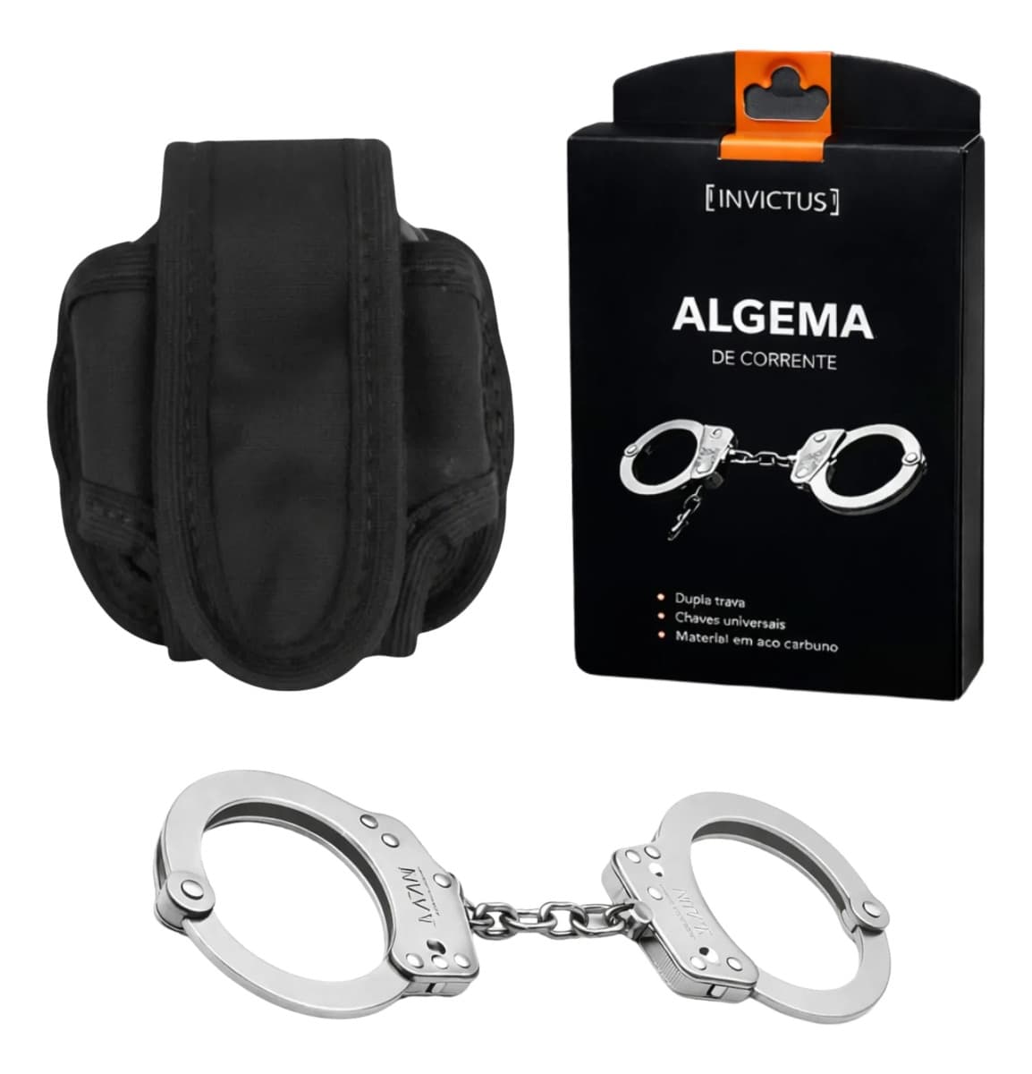 Algema Corrente/dobradiça Invictus Preta/prata Porta Algema