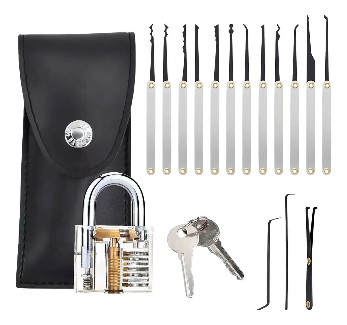 Kit Treinamento Micha Abertura Cadeado Transparente Chaveiro