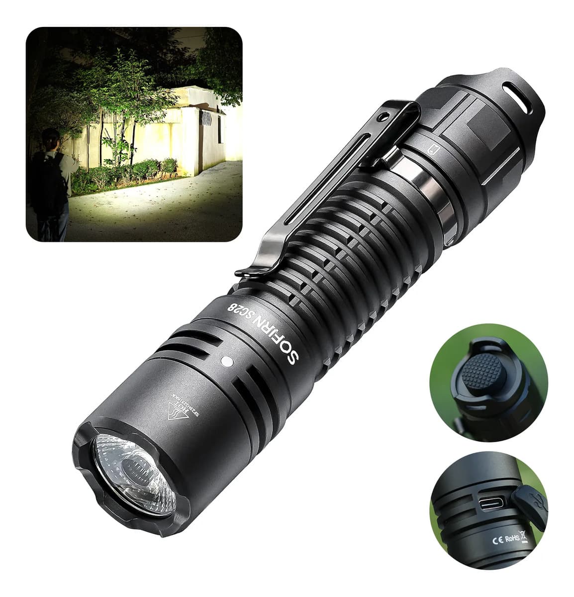 Sofirn Sc28 Lanterna Potente 2800lm 223m Recarregável Ipx8