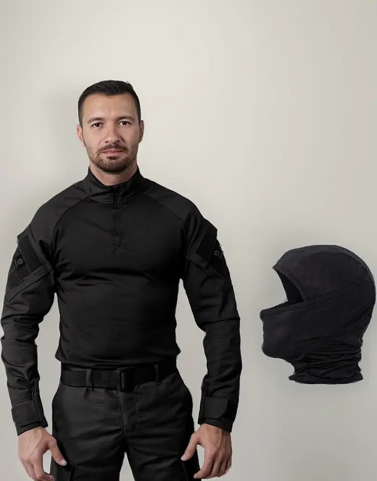 Kit Camiseta Tática Combat + Balaclava Snake Bélica Preta