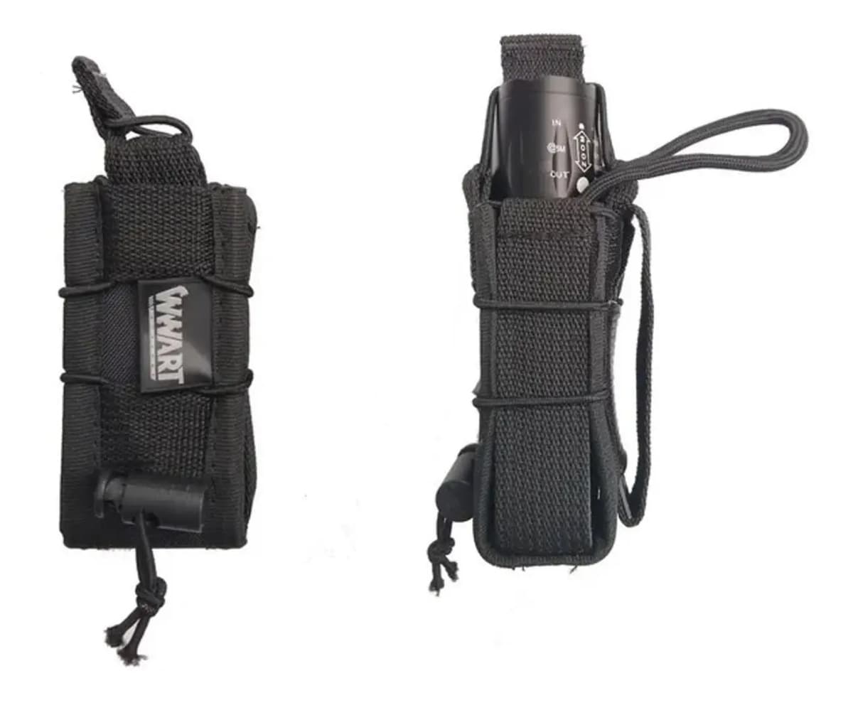 Porta Carregador De Pistola E Lanterna Sistema Molle Fast