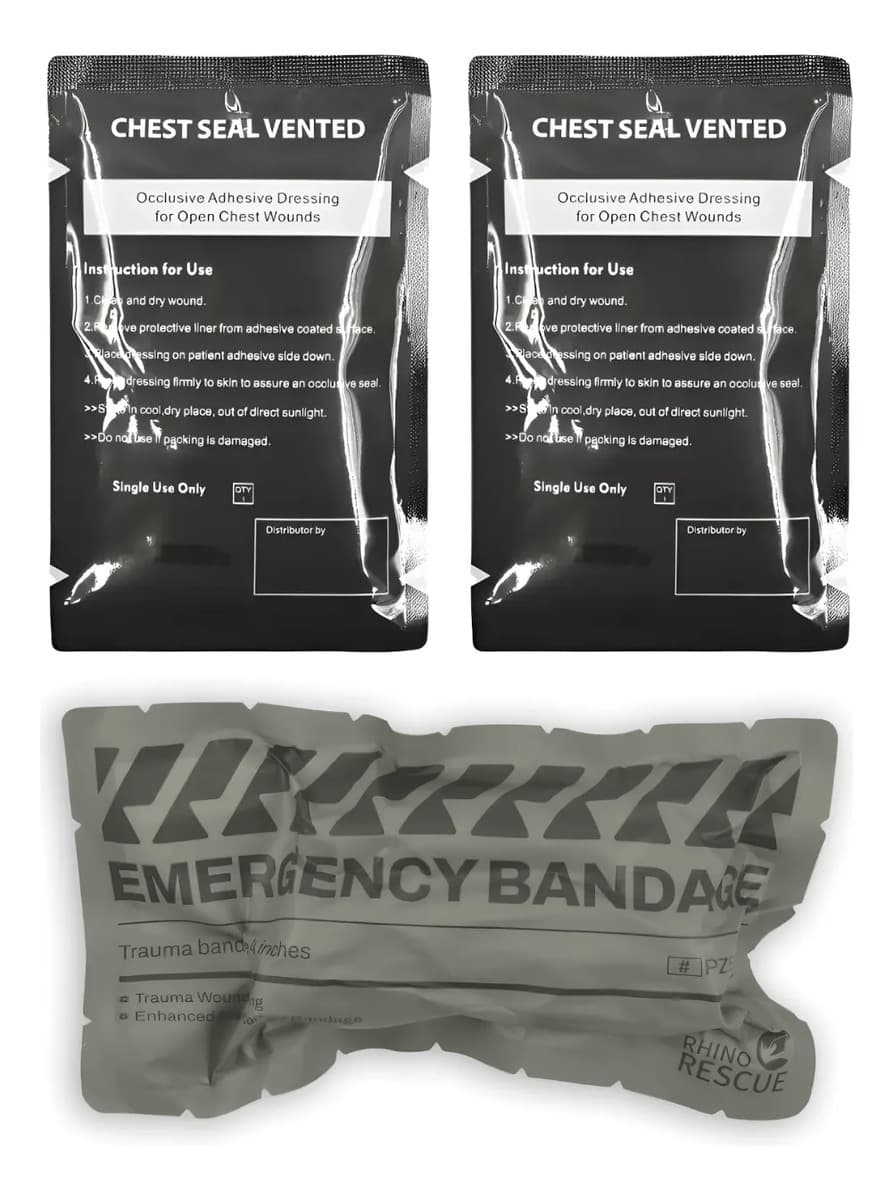 Kit Aph Tático Selo De Toráx + Bandagem Israelense Rhino