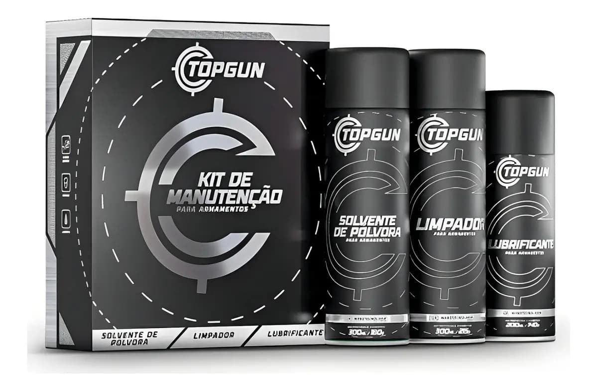 Kit Limpeza Armas Solvente, Limpador, Lubrificante Topgun