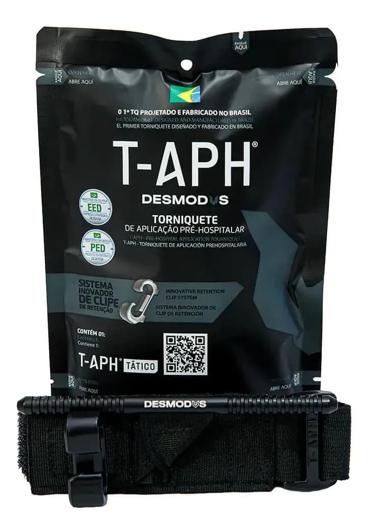Torniquete Tático Desmodus Preto Catraca T-APH Material Náilon