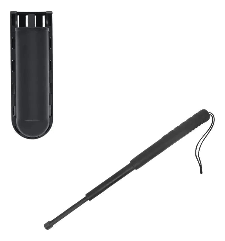 Kit Autodefesa - Bastão Retrátil E Porta Bastão Em Polímero