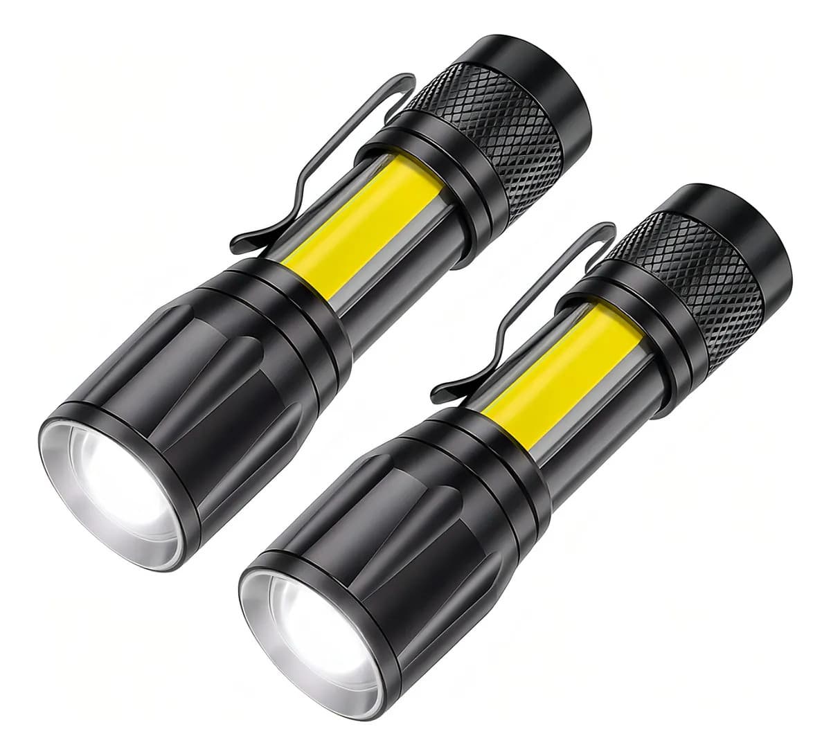 Kit 2 Mini Lanterna Tática Led Cob Forte Usb Recarregável Militar Profissional Com Zoom Cor Da Luz Branco