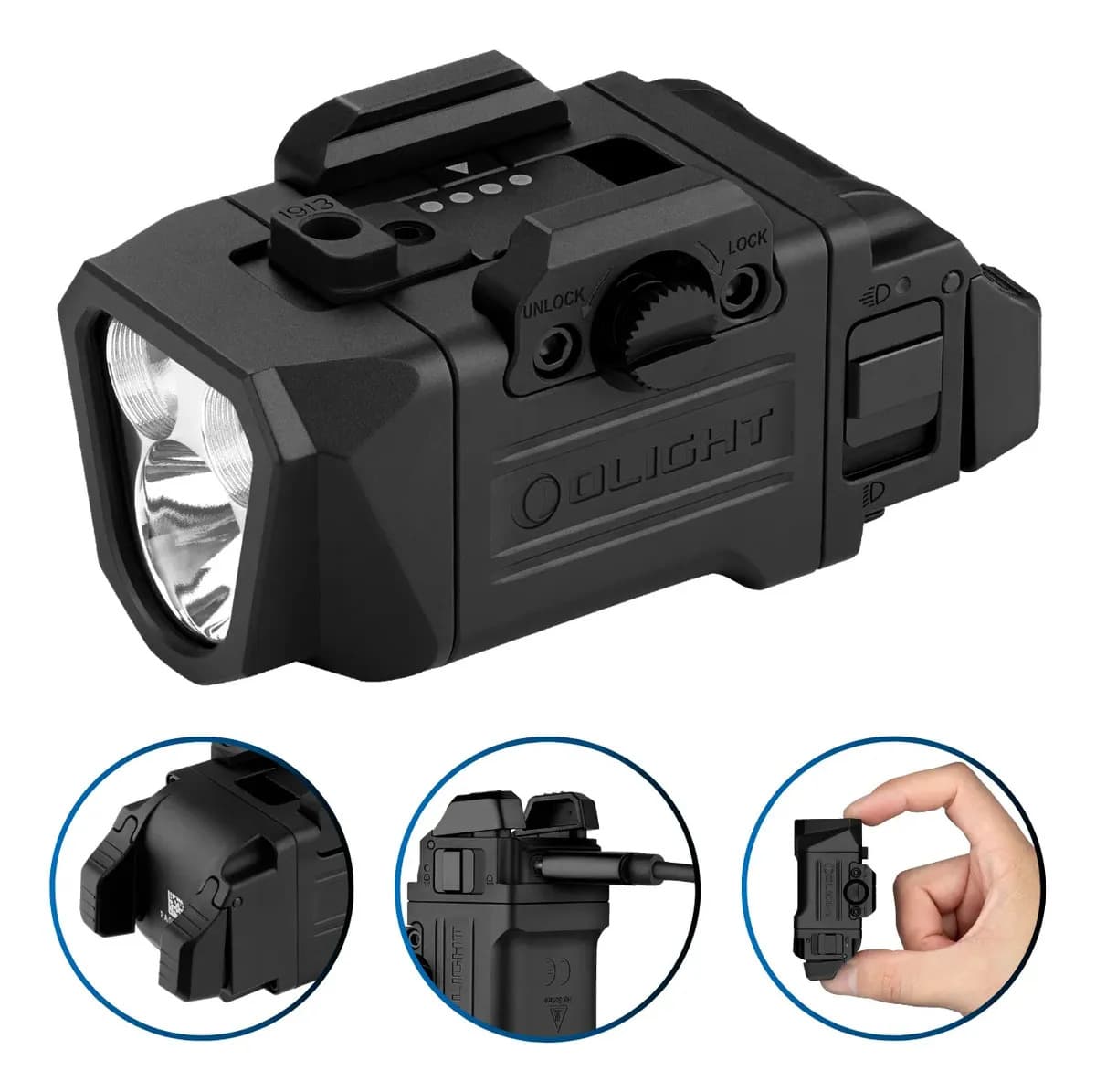 Lanterna Tática Dedicada Olight Pl X 1200 Lúmens 300 Metros Led Branco Preto