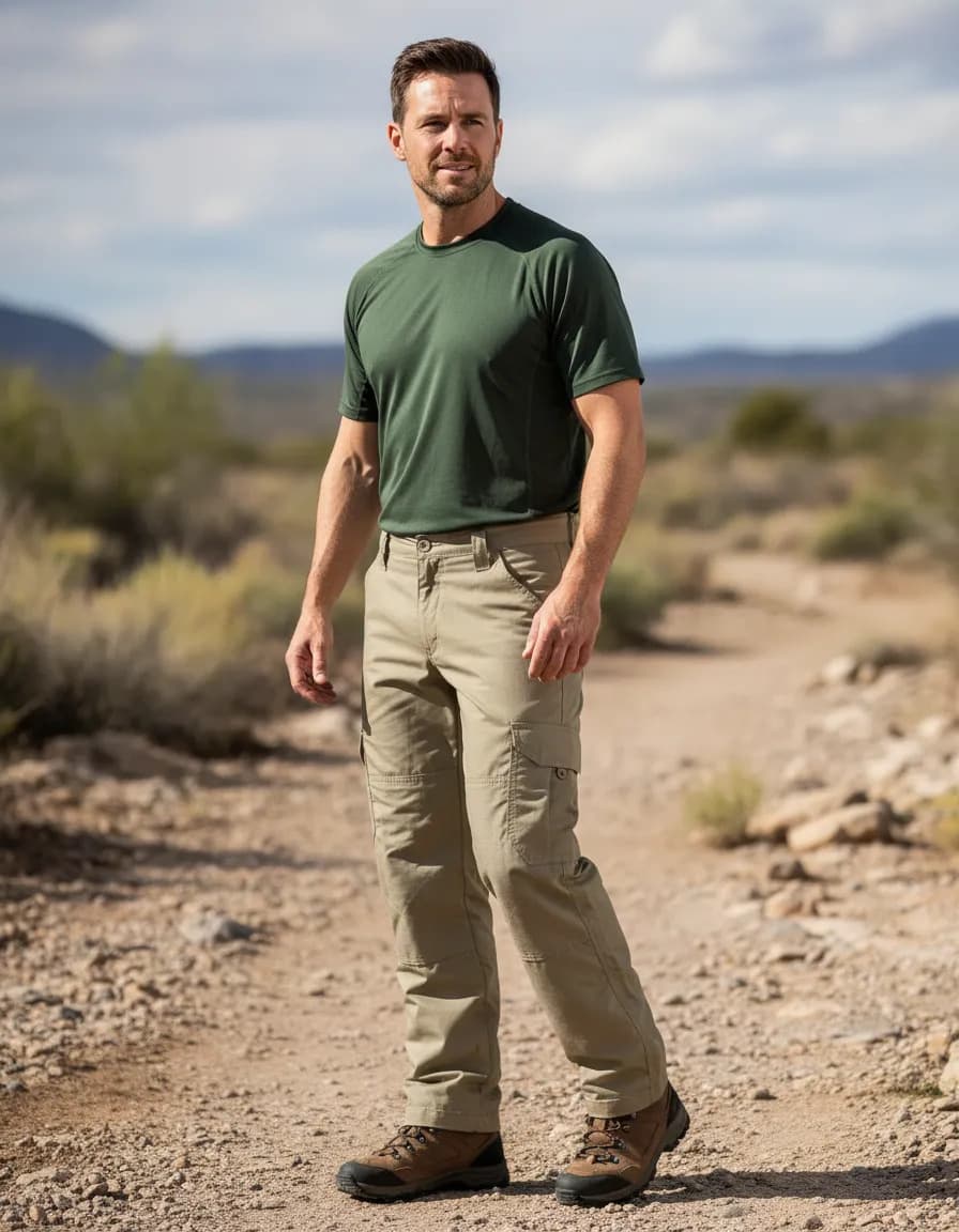 Calça Cargo Tática Militar Masculina Poly Reforçada Caqui