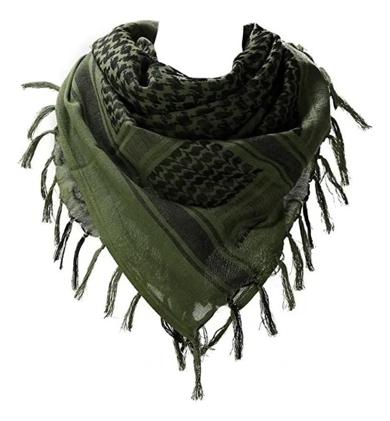 Shemagh Lenço Tático Militar Arabe Marrom Cor Verde-escuro Desenho do tecido Xadrez Tamanho UN