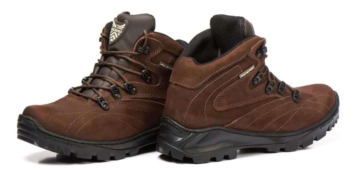 Coturno Acero Bota Adventure Sola Alta Couro Trilha Casual