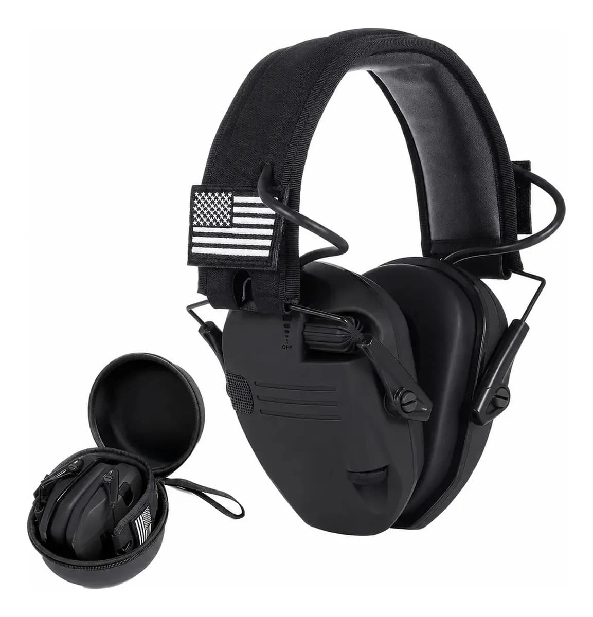 Protetor Auricular Eletrônico Tático Nrr 23db Tiro E Caça Preto