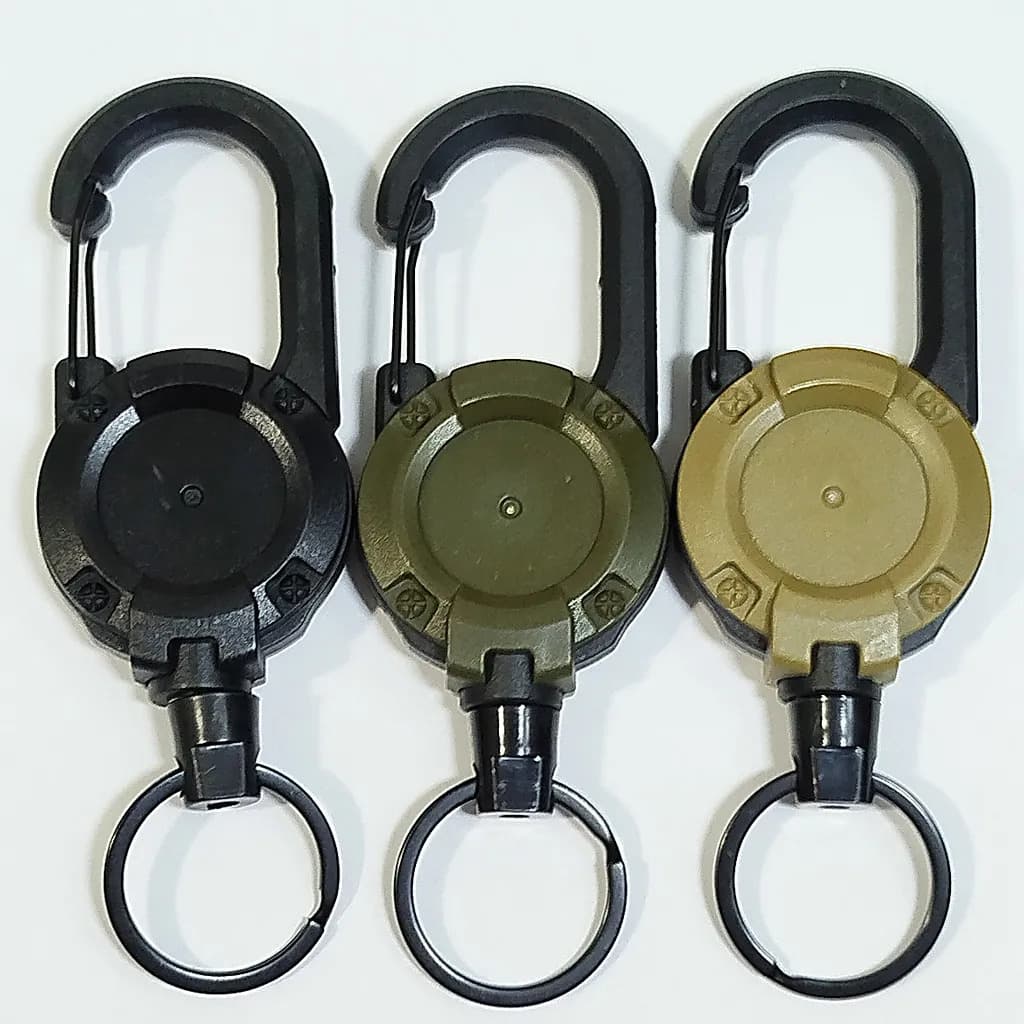 Kit 3 Chaveiro Mosquetão Retrátil Extensível 60 Cm Tático