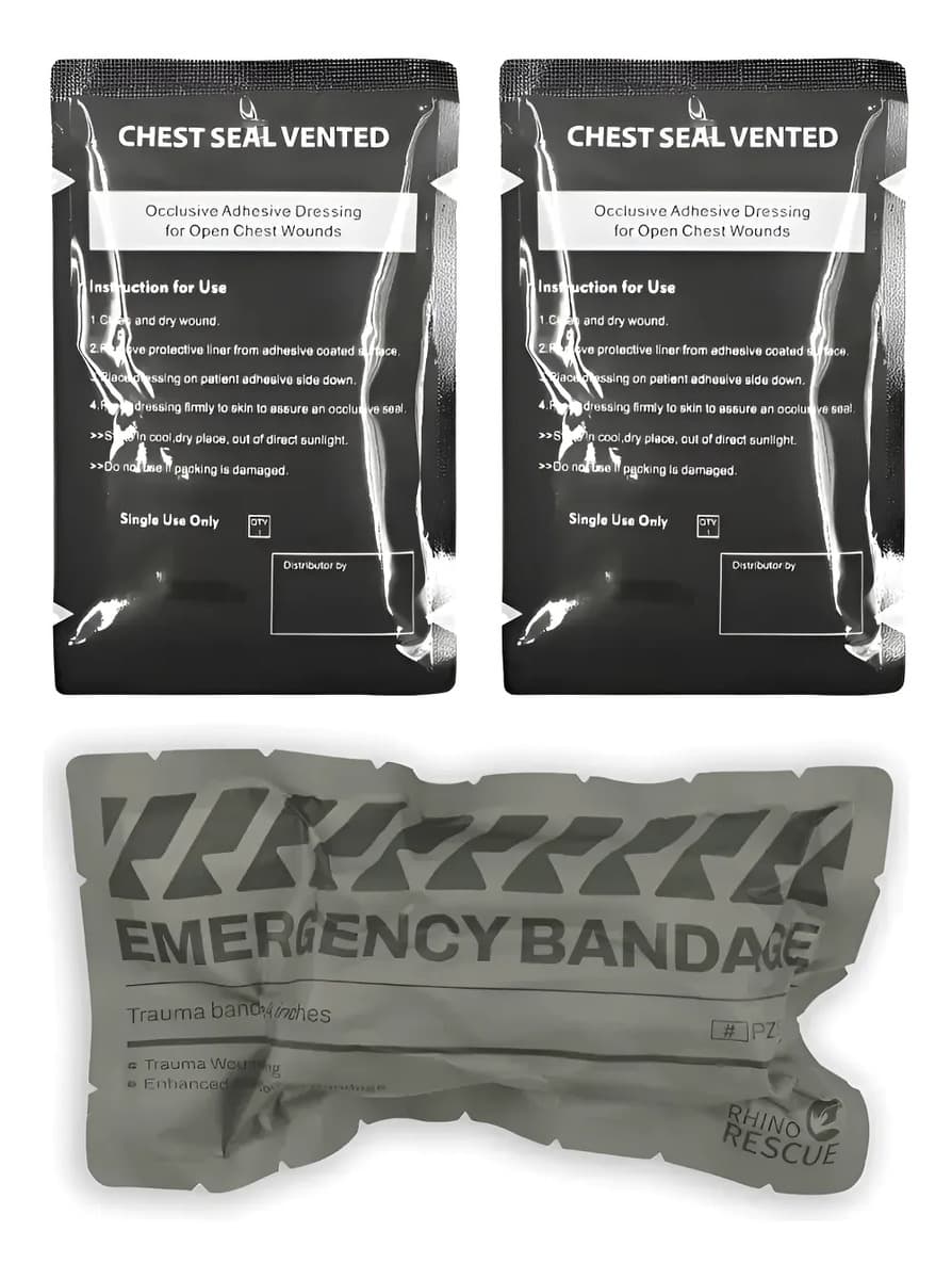 Kit Aph Tático Selo De Toráx + Bandagem Israelense Rhino