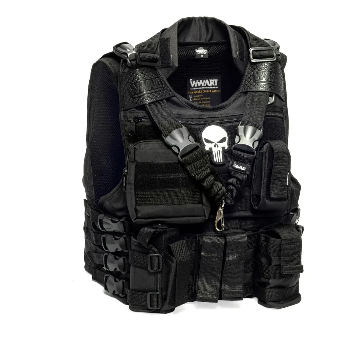 Colete  Airsoft  Modular Completo Preto Tático 8 Acessórios Preto M M
