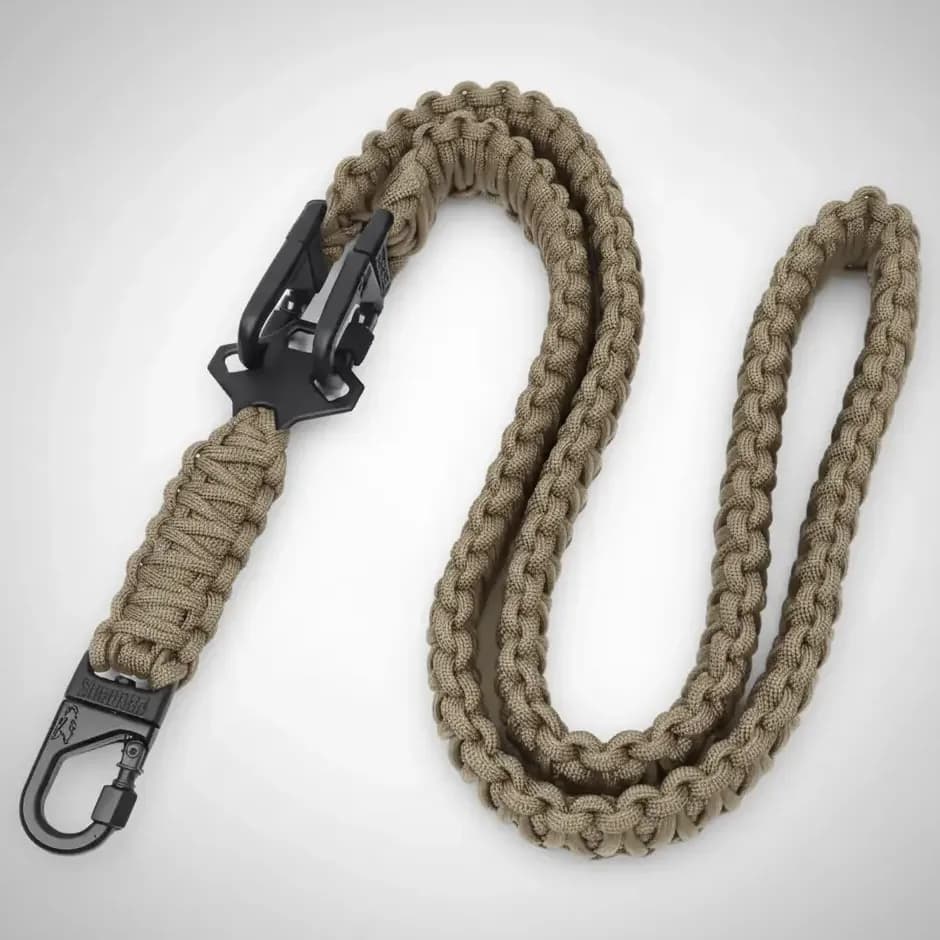 Bandoleira Tática 1 E 2 Pontos Militar Polícia Airsoft C/ Elástico Paracord Trava Dupla Giratória Metal Pegasus Tan