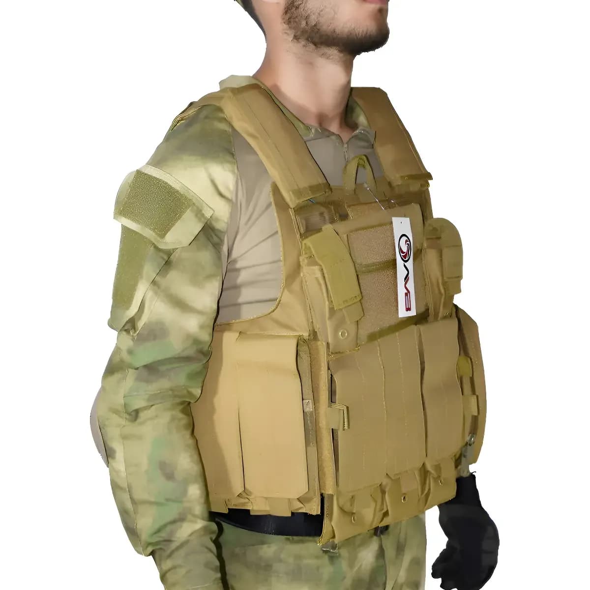 Colete Tático Militar AVB VT-1026 Airsoft Molle Areia 11 Bolsos