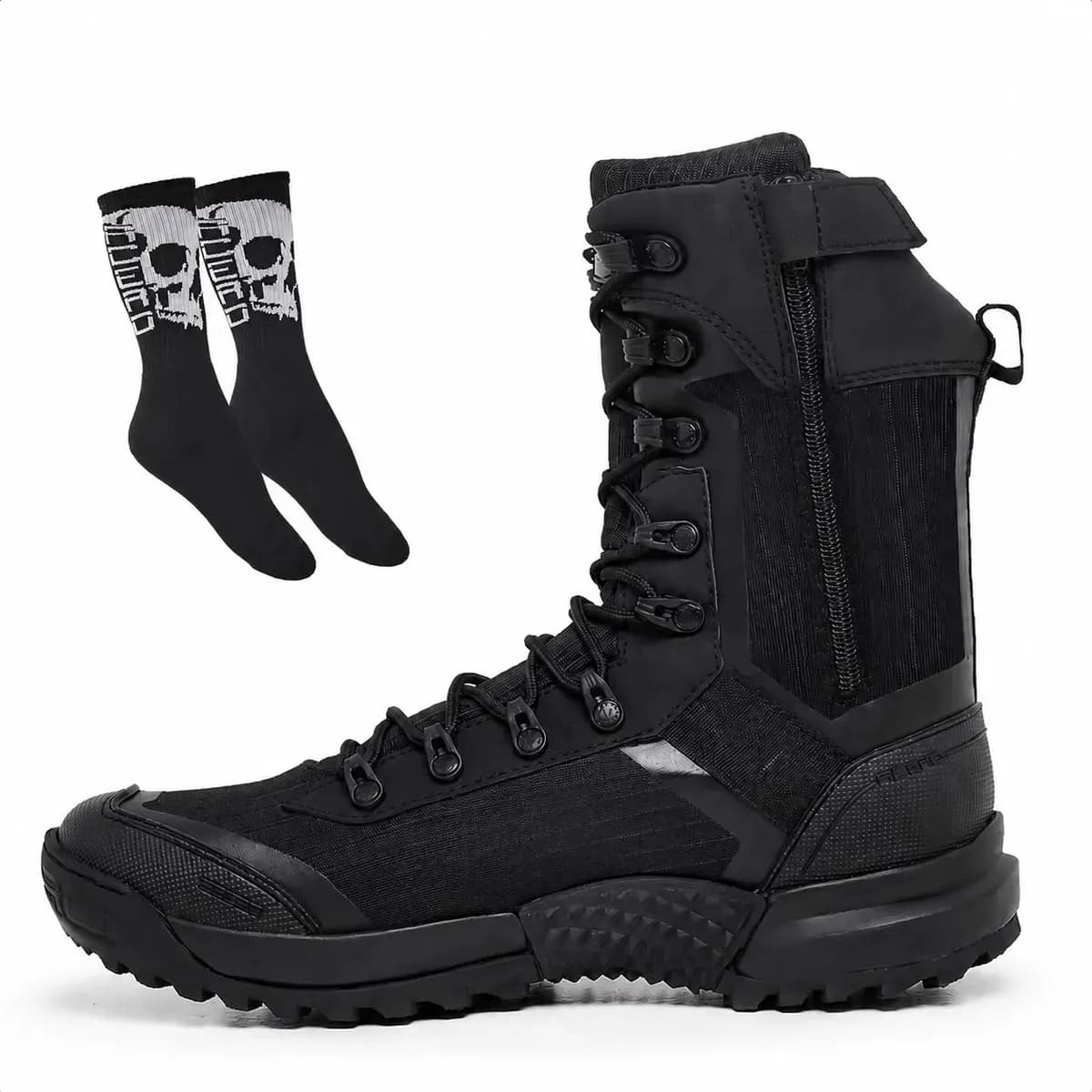 Bota Acero Ponto 50 Com Ziper Coturno Tático Rip Stop + Meia Preto 43 Br
