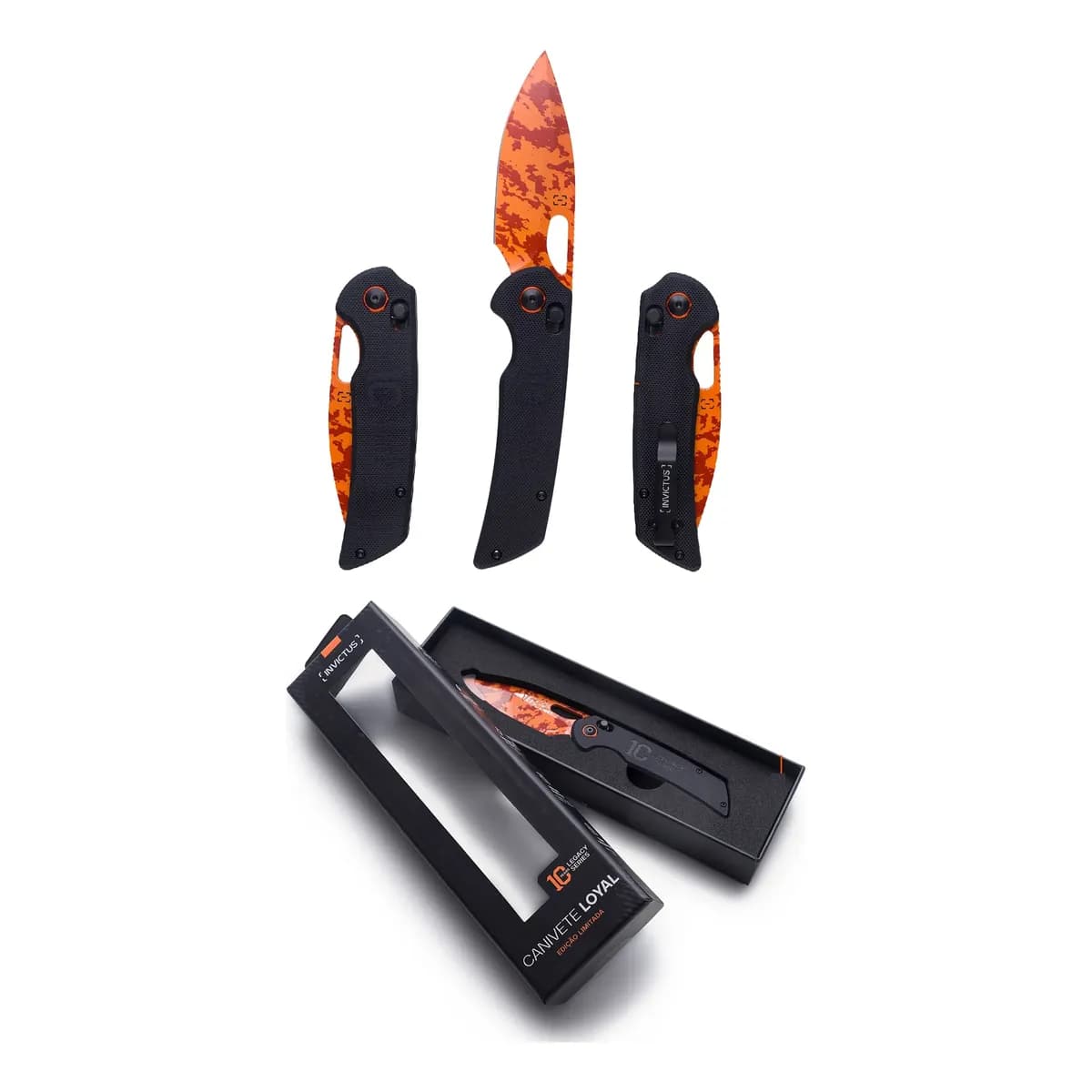 Canivete Tatico Loyal Invictus 10 Anos Legacy Series Preto/laranja