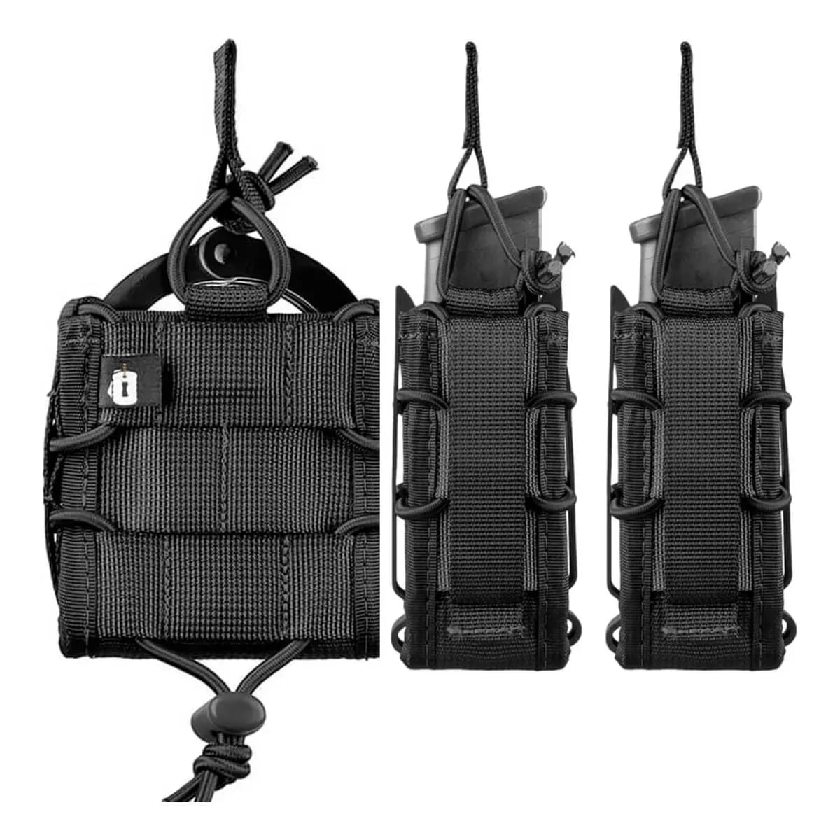 Kit Invictus 1 Porta Algema + 2 Porta Carregador De Pistola Preto