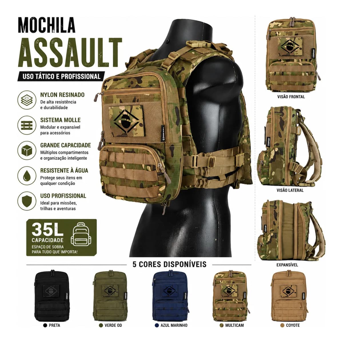 Mochila Tática Assault Molle