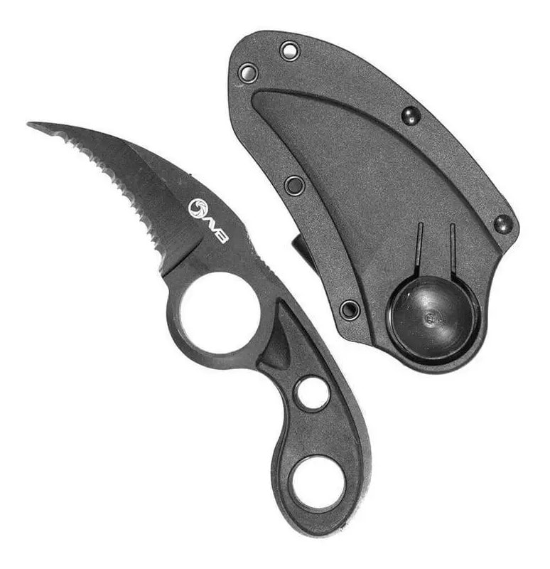 Karambit Avb - Tática, Edc, Militar Faca Com Coldre - Raptor Claw Preto