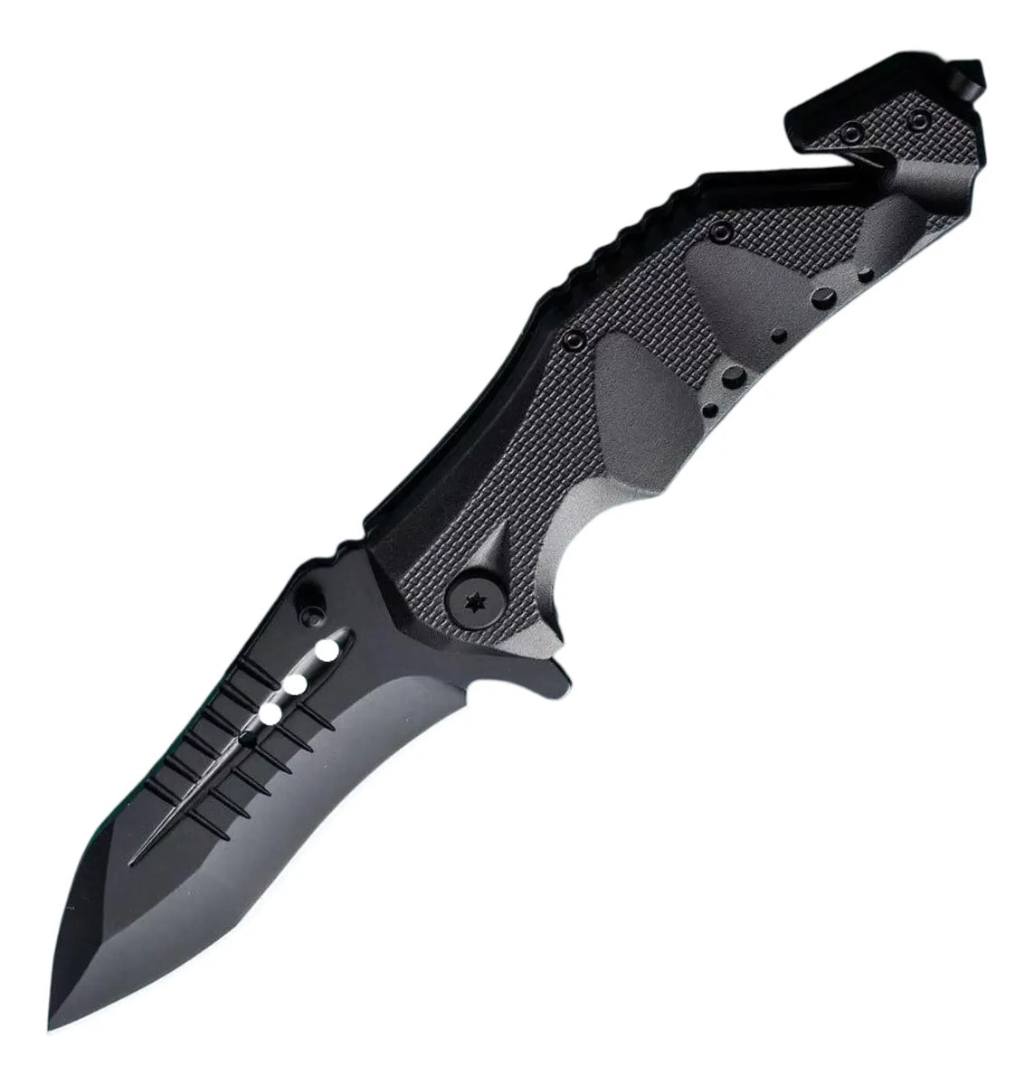 Canivete Black Tático Resgate Quebra Vidro Corta Cinto Full