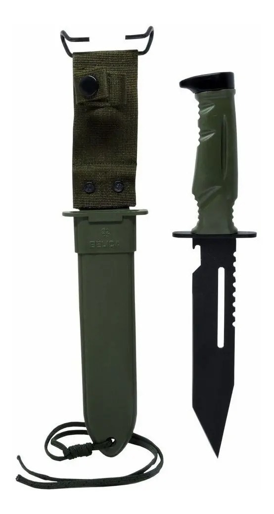 Faca Tática Commander Belica Para Missões, com Bainha Verde