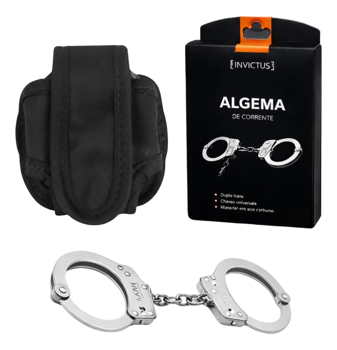Algema Corrente/dobradiça Invictus Preta/prata Porta Algema