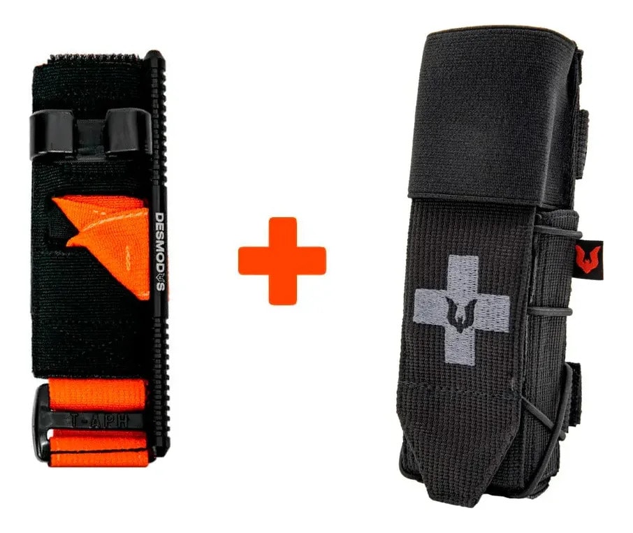 Kit Torniquete + Porta Torniquete - Laranja - Preto