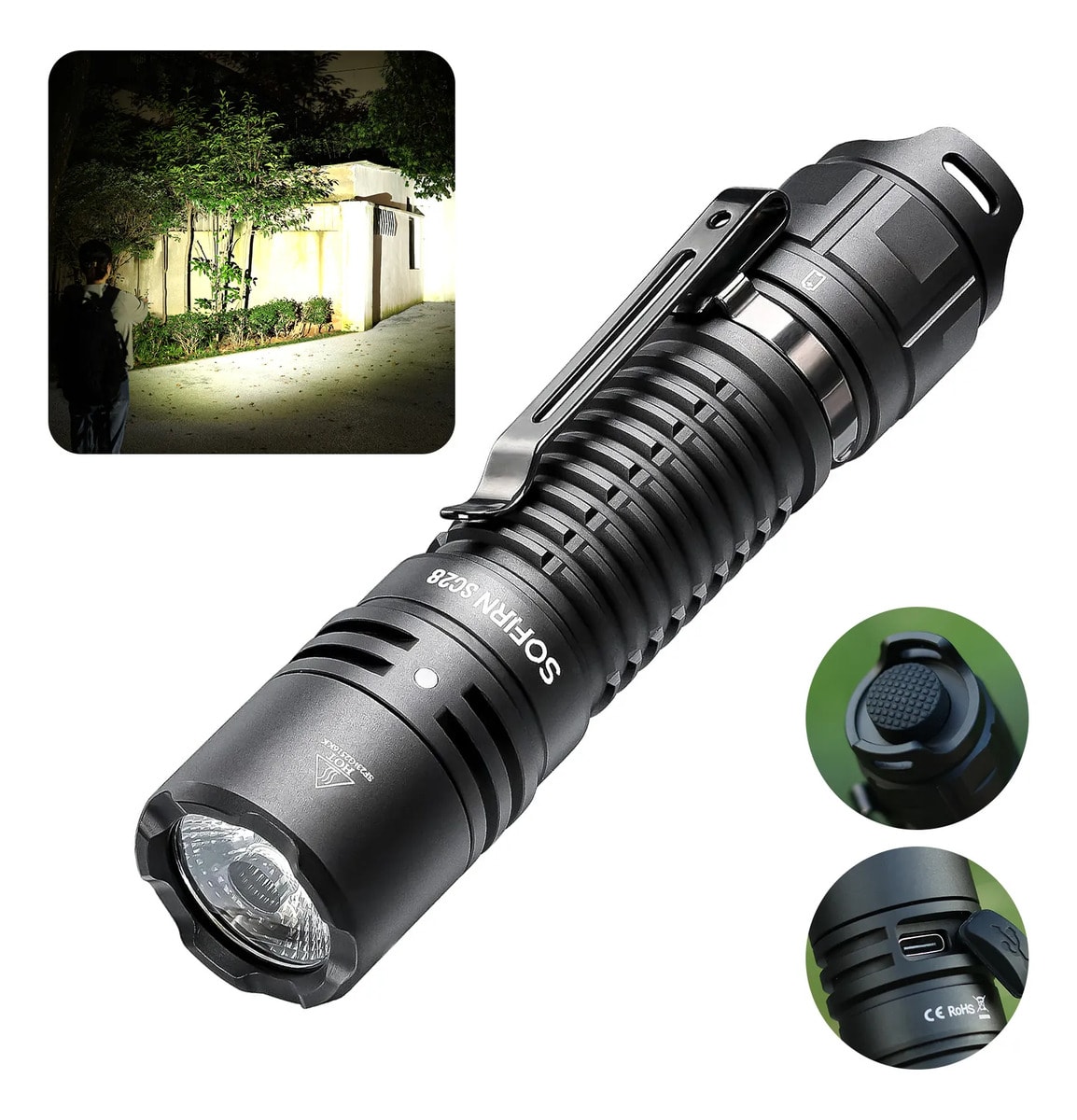 Sofirn Sc28 Lanterna Potente 2800lm 223m Recarregável Ipx8