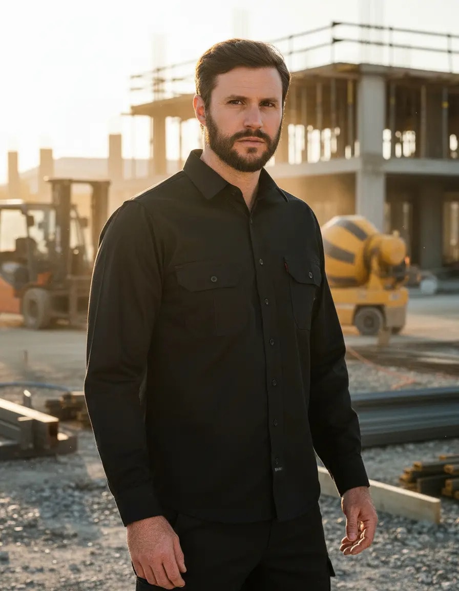 Workshirt Camisa Titan Preta All Black Manga Longa