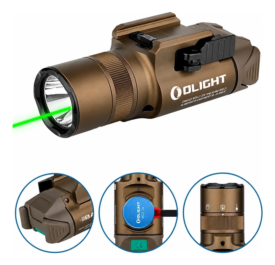 Lanterna Tática Olight Baldr Pro R 1350 Lúmens Laser Verde