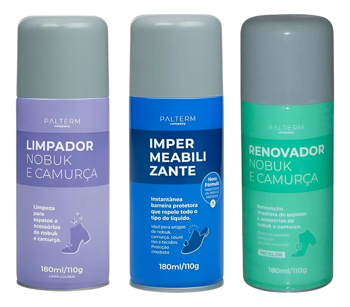 Kit Palterm Renovador + Impermeabilizante + Limpador Nobuck
