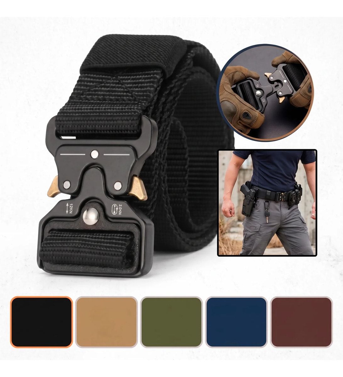 Cinto Tático Militar Fivela De Metal Engate Rápido Ajustável