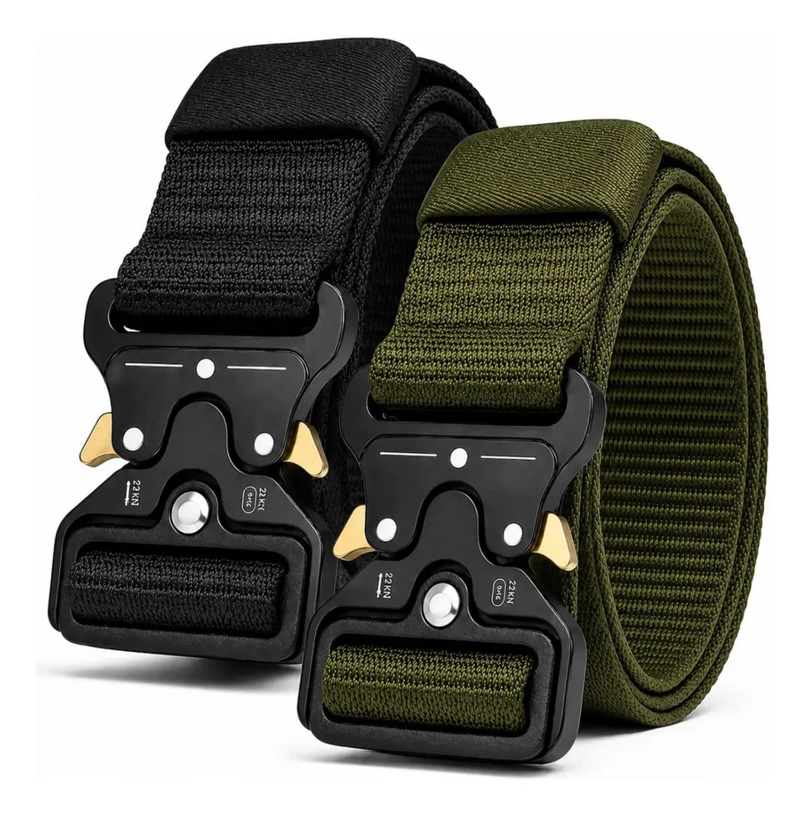 Kit 2 Cintos Táticos Masculinos Preto Fivela Reforçada Nylon Ajustável Engate Rápido Mardi Preto e Verde