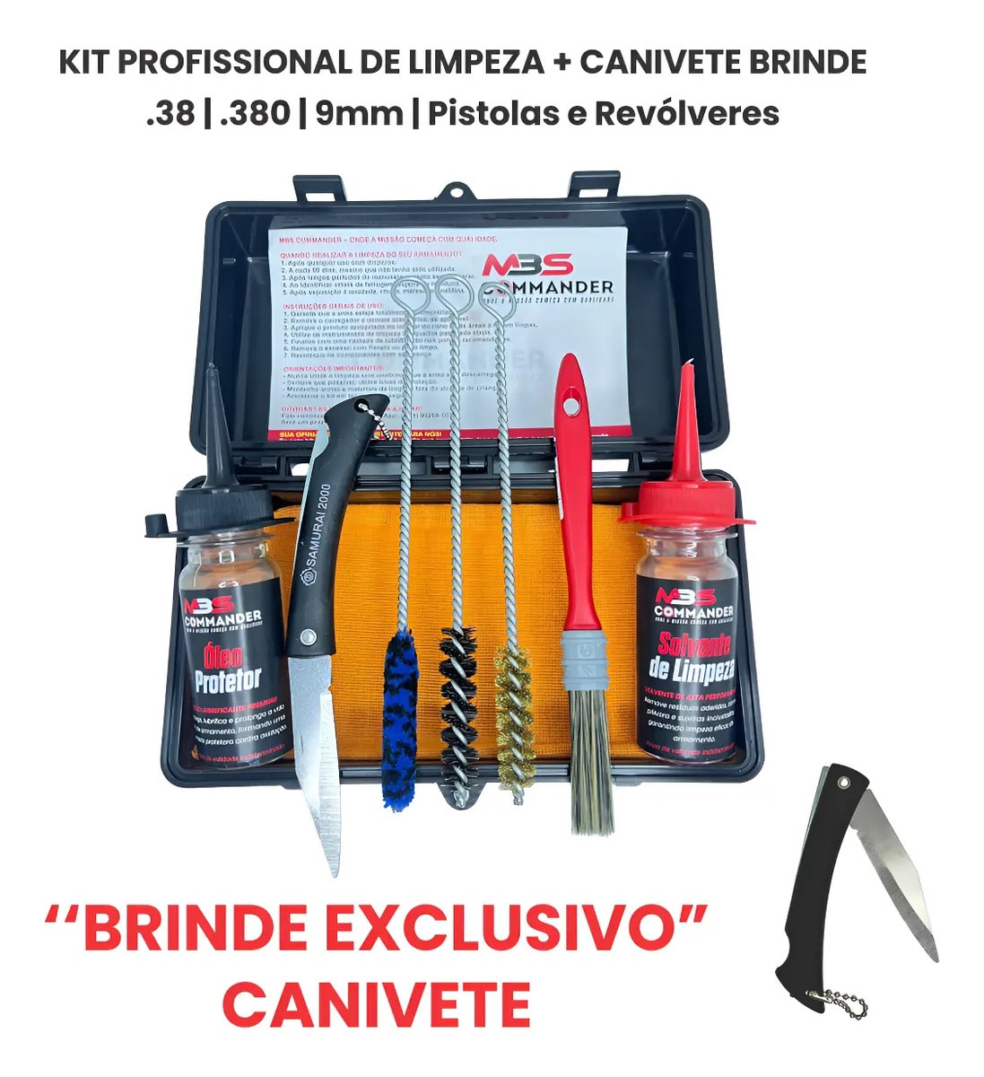 Kit Limpeza Armamento E Brinde 38 .380 E 9mm .40 Pistolas