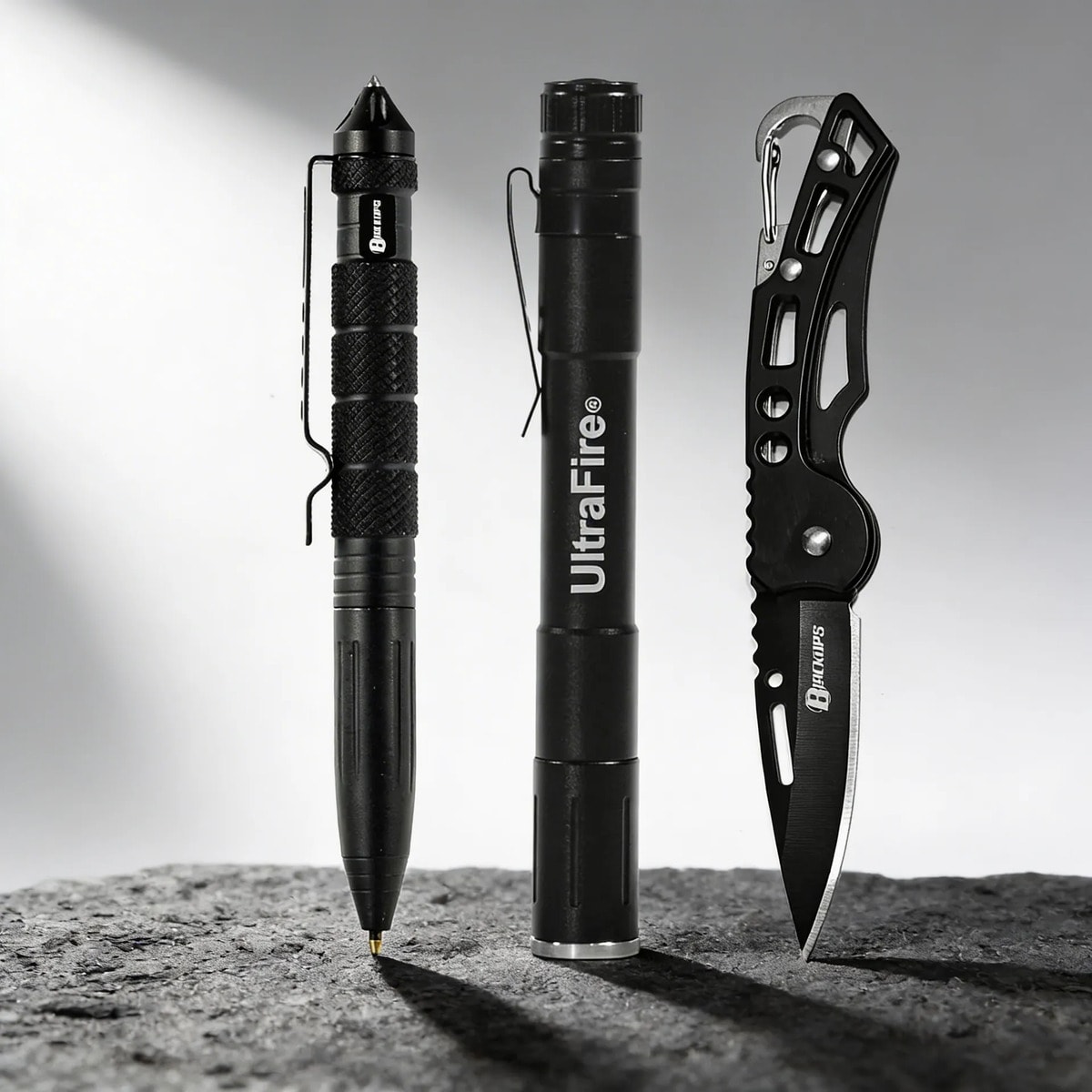 Mini Lanterna M8+ Caneta Tatico +  Mini Faca Tático Edc