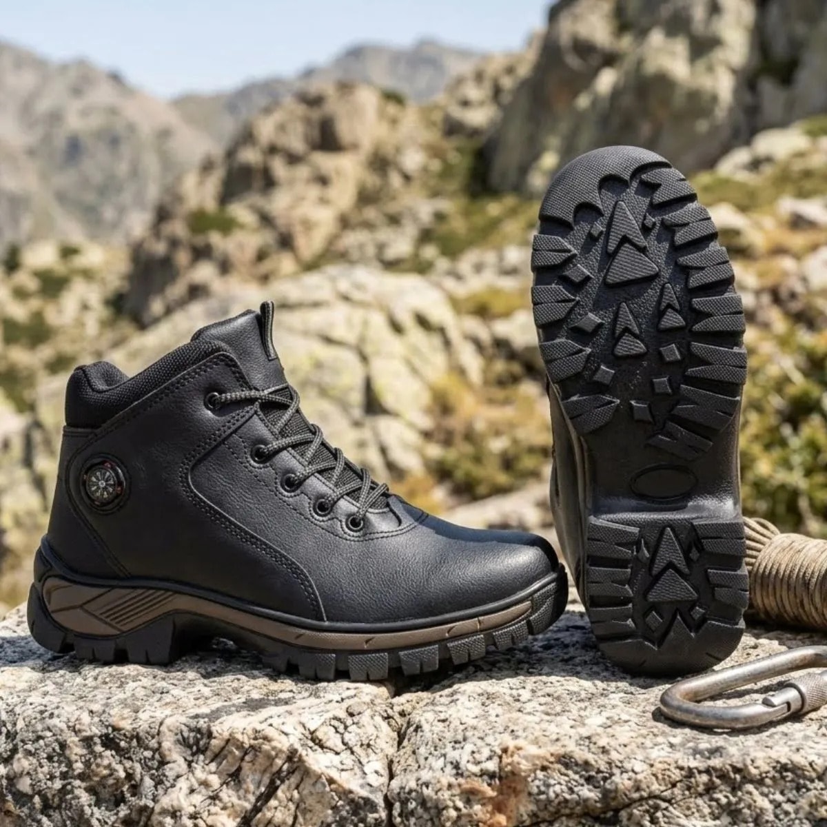 Bota Masculino Tática Aventura Couro Sola Tratorada Confort