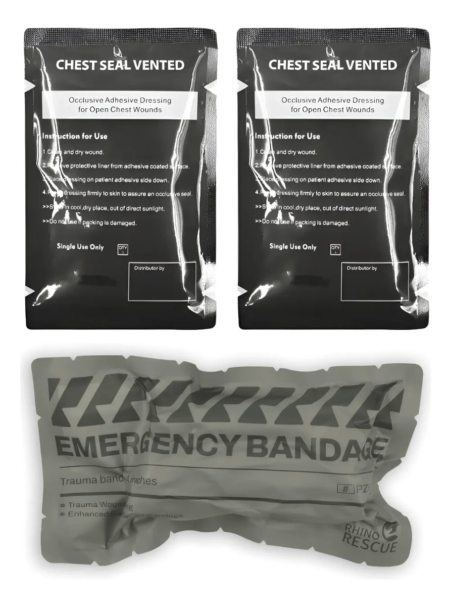 Kit Aph Tático Selo De Toráx + Bandagem Israelense Rhino