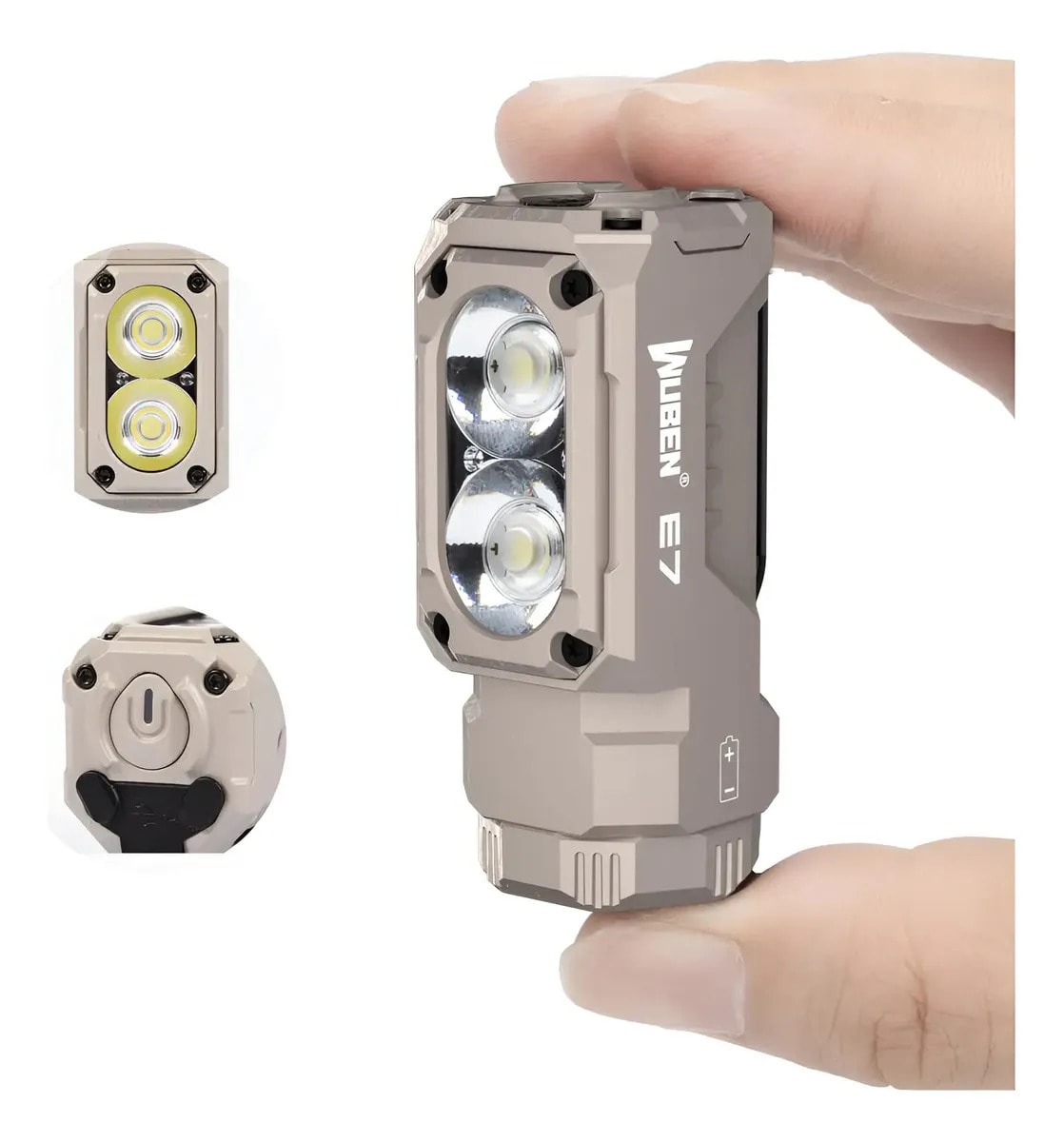 Wuben E7 Mini Lanterna Recarregável 1800 Lumen Lanterna Cáqui Luz Branco