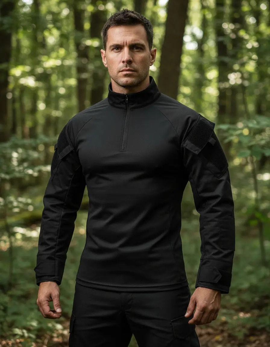 Combat Shirt Tática Preta Vigilante Segurança