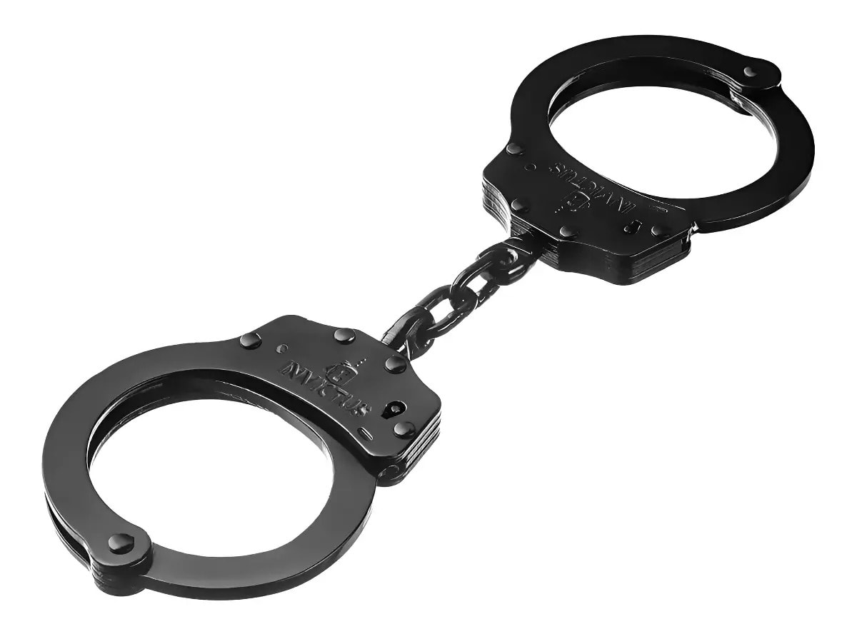 Algema De Corrente Preta Policial Com Trava Invictus Cor Preto