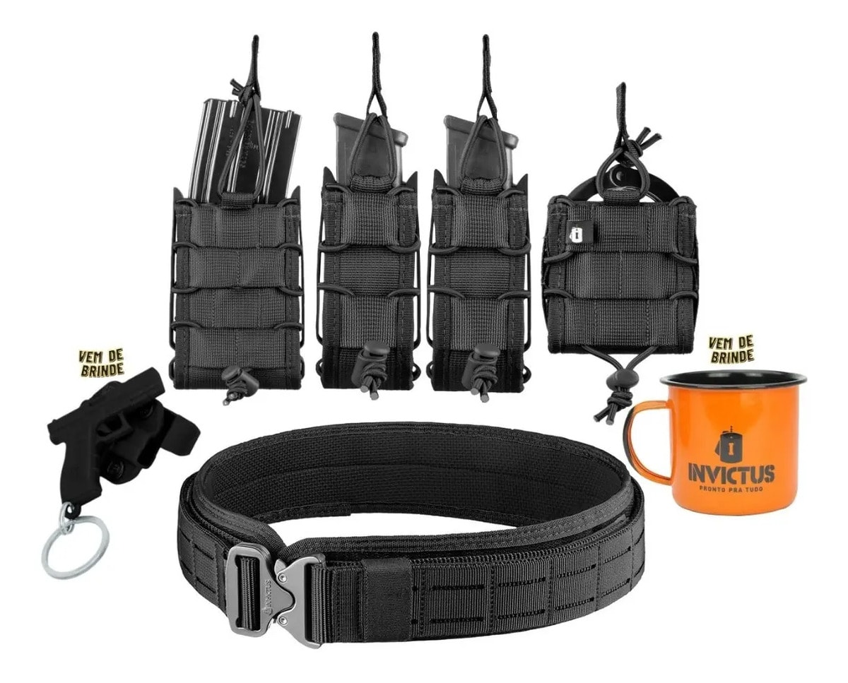Cinto Modular Rigger Extreme Preto Invictus + 4 Acessorios
