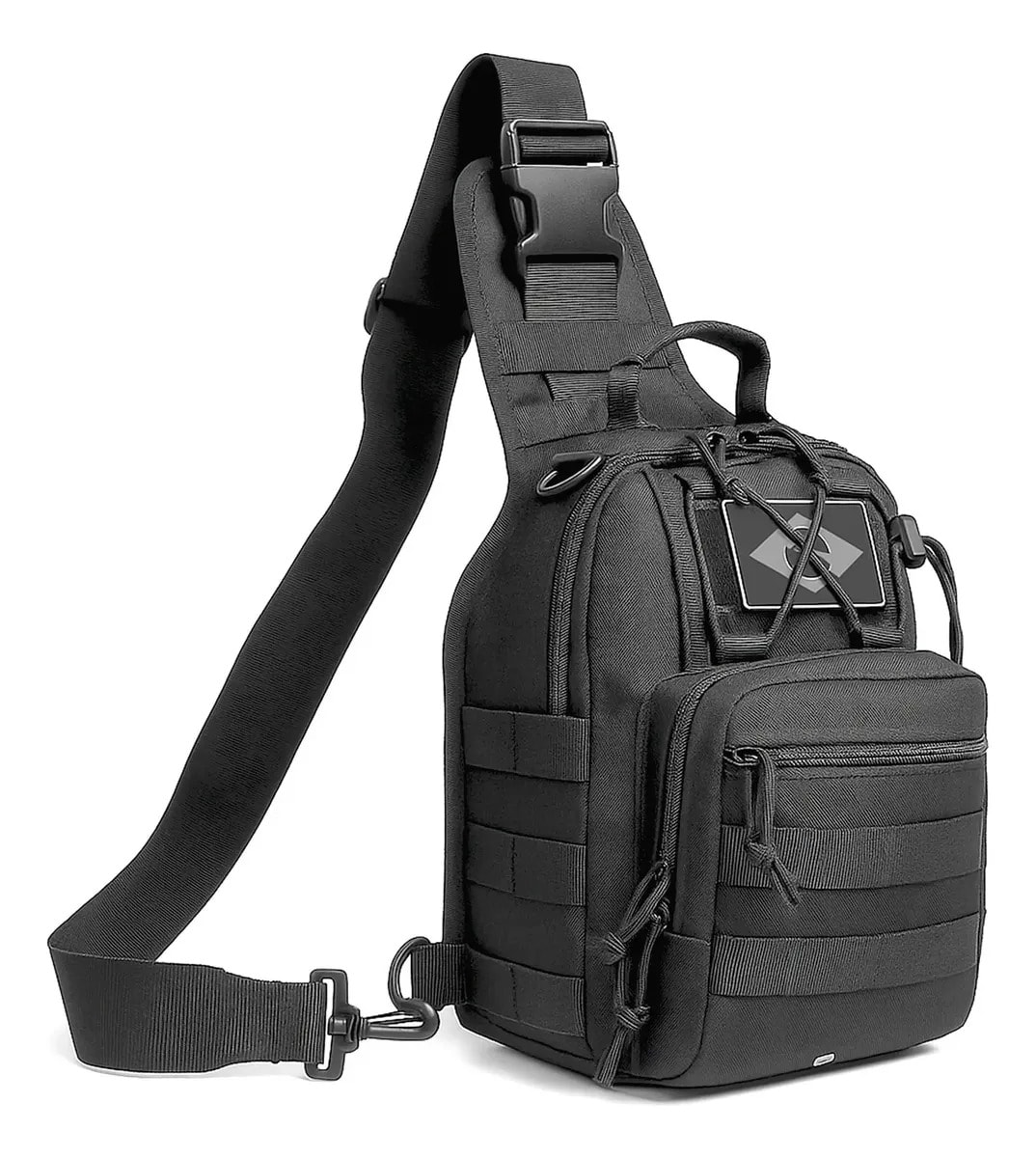 Pochete Tática Transversal Masculina 7 Litros + Patch Brasil Cor Preto